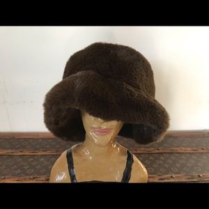 Soft, roomy brown faux fur bucket hat